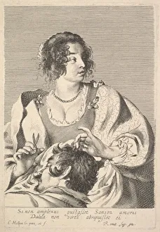 Delilah Prints: Delilah Cutting Samsons Hair. Creator: Claude Mellan