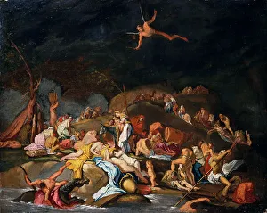 Mount Ararat Prints: The Deluge. Deucalion and Pyrrha, ca 1675. Creator: Carpioni, Giulio (1613-1678)