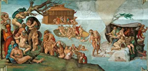 Vatican Prints: The Deluge (Sistine Chapel ceiling in the Vatican), 1508-1512