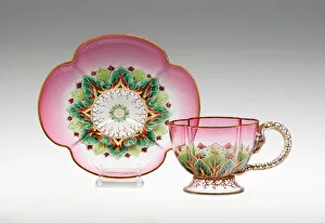 Painted Glass Prints: Demitasse Cup and Saucer, Austria, c. 1888. Creator: J. & L. Lobmeyr