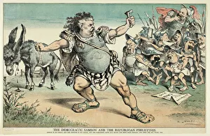 Republican Party Prints: The Democratic Samson and the Republican Philistines