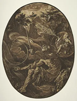 Hendrick Goltzius Dutch Prints: Demogorgon in the Cave of Eternity, c. 1588. Creator: Hendrick Goltzius (Dutch, 1558-1617)
