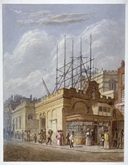 Fleet Street Prints: Demolition of the Church of St Dunstan in the West, Fleet Street, City of London, c1830