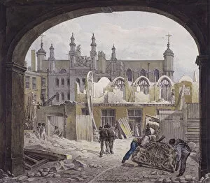 Builder Gallery: Demolition of Guildhall Chapel, London, 1820. Artist: Robert Blemmell Schnebbelie