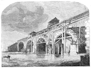 Prop Prints: The demolition of Old Westminster-Bridge, 1860. Creator: Unknown