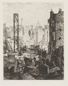 Maxime Lalanne Prints: Demolition for the Opening of Boulevard St. Germain, 1862. Creator: Maxime Lalanne (French