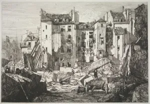 Maxime Lalanne Prints: Demolition for the Openning of the Rue des Ecoles, 1862. Creator: Maxime Lalanne (French