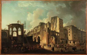 Demolition of Saints-Innocents church, rue Saint-Denis, c1787. Creator: Pierre-Antoine Demachy