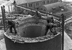 Chimney Prints: Demolition work Manvers Main colliery, Wath upon Dearne, South Yorkshire, September 1956
