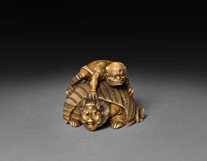 Netsuke Prints: Demon Covering Shoki, 19th century. Creator: Unknown