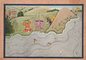 Opaque Watercolor Collection: The Demon Marichi Tries to Dissuade Ravana... from a dispersed Ramayana series, ca
