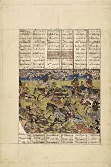 Book Of Kings Gallery: Demotte Shahnameh: Faramarz pursues the king of Kabul, ca 1330. Creator: Iranian master