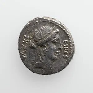 Numismatology Prints: Denarius of Aulus Licinus Nerva, 47 B.C. Creator: Unknown