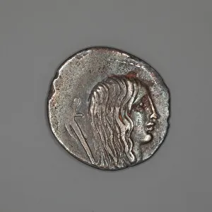 Denarius (Coin) Depicting a Female Head, about 48 BCE. Creator: Unknown