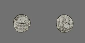 Denarius (Coin) Depicting a Galley, 32-31 BCE, issued by Marc Antony. Creator: Unknown
