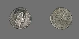 Personification Gallery: Denarius (Coin) Depicting the Genius Populi Romani, about 55 BCE. Creator: Unknown