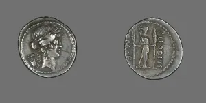 Denarius (Coin) Depicting the God Apollo, about 42 BCE, issued by P. Clodius