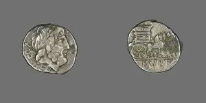 Jupiter Gallery: Denarius (Coin) Depicting the God Jupiter, about 87 BCE. Creator: Unknown