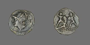 Denarii Prints: Denarius (Coin) Depicting the God Mars, 103 BCE. Creator: Unknown