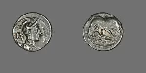 Diane Dephese Gallery: Denarius (Coin) Depicting the Goddess Diana, about 68 BCE. Creator: Unknown