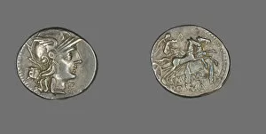 Personification Gallery: Denarius (Coin) Depicting the Goddess Roma, 134 BCE. Creator: Unknown