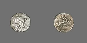 Personification Gallery: Denarius (Coin) Depicting the Goddess Roma, 139 BCE, issued by the Aurelia family