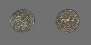 Denarius (Coin) Depicting the Goddess Roma, 153 BCE. Creator: Unknown
