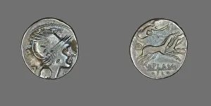 Denarius (Coin) Depicting the Goddess Roma, 109-108 BCE. Creator: Unknown