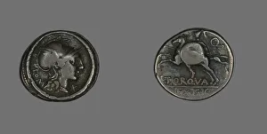 Denarius (Coin) Depicting the Goddess Roma, 113-112 BCE. Creator: Unknown