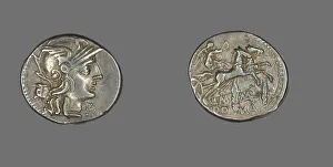 Denarius (Coin) Depicting the Goddess Roma, 134 BCE. Creator: Unknown