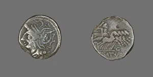 Denarius (Coin) Depicting the Goddess Roma, 104 BCE. Creator: Unknown
