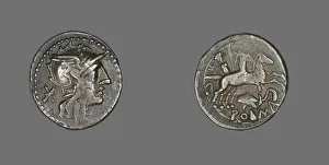 Denarius (Coin) Depicting the Goddess Roma, about 99 BCE. Creator: Unknown