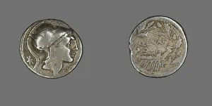 Denarius (Coin) Depicting the Goddess Roma, 109-108 BCE. Creator: Unknown