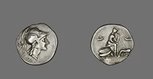 Denarius (Coin) Depicting the Goddess Roma, 115 or 114 BCE. Creator: Unknown