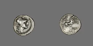 Denarii Prints: Denarius (Coin) Depicting the Goddess Roma, 91 BCE. Creator: Unknown