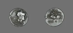 Denarius (Coin) Depicting the Goddess Roma, 136 BCE. Creator: Unknown