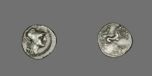 Personification Gallery: Denarius (Coin) Depicting the Goddess Roma, 91 BCE. Creator: Unknown