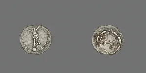 Senatus Populusque Romanum Prints: Denarius (Coin) Depicting the Goddess Victory, 68-69. Creator: Unknown