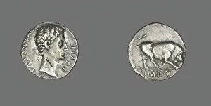 Denarius (Coin) Portraying Emperor Augustus, 15-13 BCE. Creator: Unknown