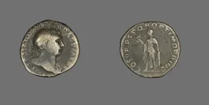 Denarius (Coin) Portraying Emperor Trajan, 103-111. Creator: Unknown Denarius (Coin) Portraying Emperor Trajan, 103-111. Creator: Unknown