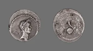 Denarius (Coin) Portraying Julius Caesar, 42 BCE, issued by L. Mussidius Longus