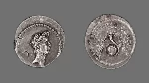 Laurel Wreath Collection: Denarius (Coin) Portraying Julius Caesar, 42 BCE, issued by L. Mussidius Longus