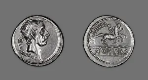 Denarii Prints: Denarius (Coin) Portraying King Ancus Marcius, 56 BCE, issued by L. Marcius Philippus