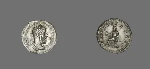 Marcus Opellius Macrinus Prints: Denarius (Coin) Portraying Macrinus, 217 (December). Creator: Unknown