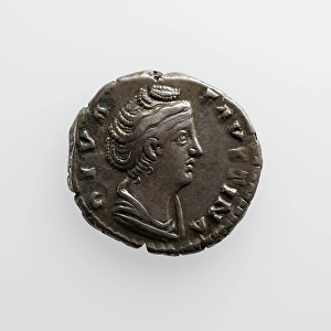 Numismatology Prints: Denarius with Faustina the Elder, after 141. Creator: Unknown