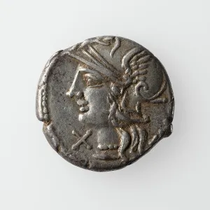 Numismatology Prints: Denarius of M. Baebius Tampilus, about 137 B.C. Creator: Unknown