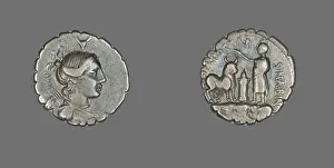 Diana Collection: Denarius Serratus (Coin) Depicting the Goddess Diana, about 81 BCE. Creator: Unknown