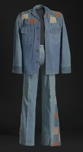 Trousers Prints: Denim and suede suit jacket and bellbottoms worn by Charley Pride, 1976. Creator: Unknown