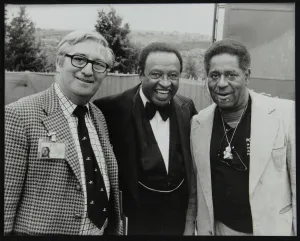 Dizzy Prints: Dennis Matthews of Crescendo International with Lionel Hampton and Dizzy Gillespie