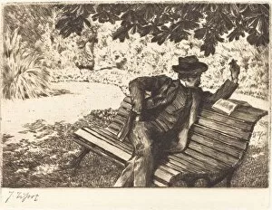 James Tissot Collection: Denoisel Reading in the Garden, 1882. Creator: James Tissot